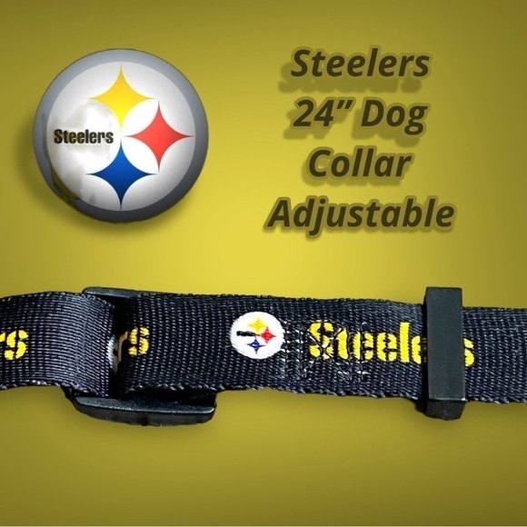 STEELERS Logo 24” Dog Collar Black Gold - Picture 8 of 9